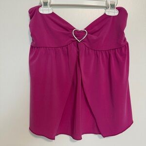 Kimchi Blue Fuchsia Blouse with Heart Accent